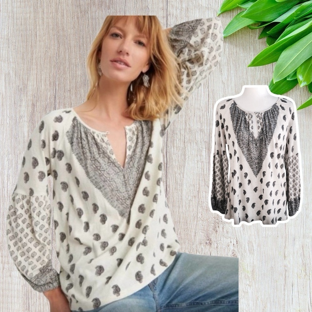 Lucky brand - Women's Black and White Patterned Top